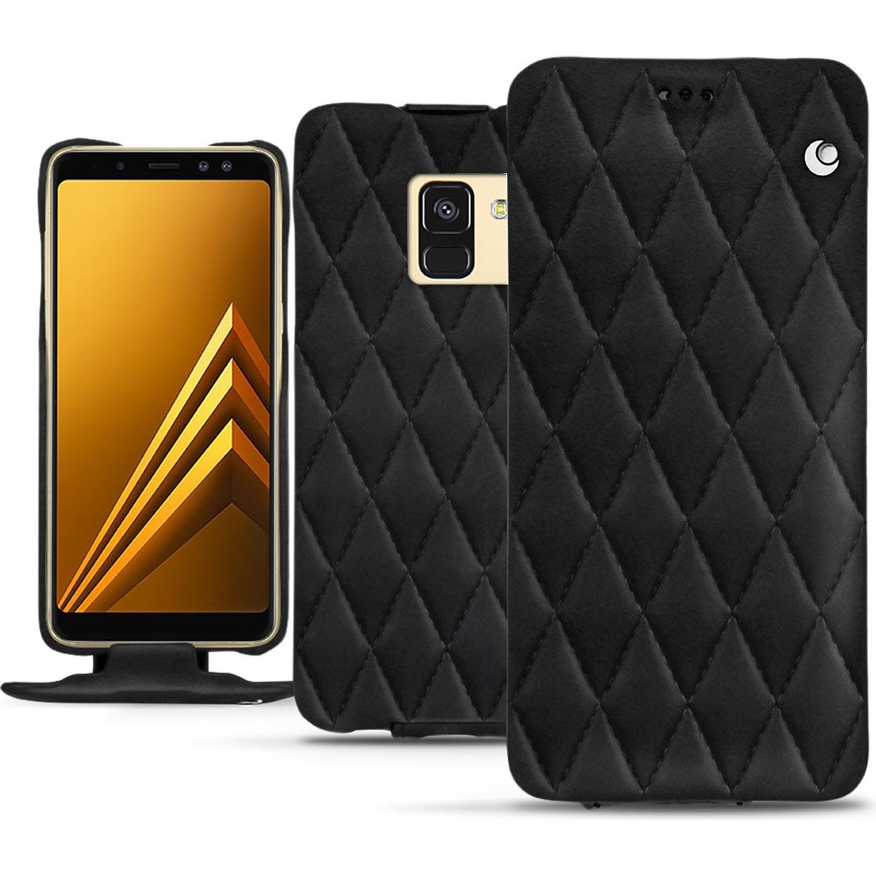 Noreve Lederschutzhülle vertikal (Samsung Galaxy A8+), Smartphone Hülle, Schwarz