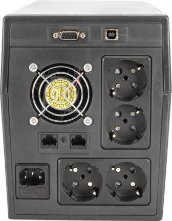 Produktbild Digitus Line Interactive USV 1000VA/600W schwarz mit LCD 4xSchuko RJ11/RJ45 1xRS232 1xUSB AVR H160xB350xT... (1000 VA, 600 W, Line-Interaktiv USV)