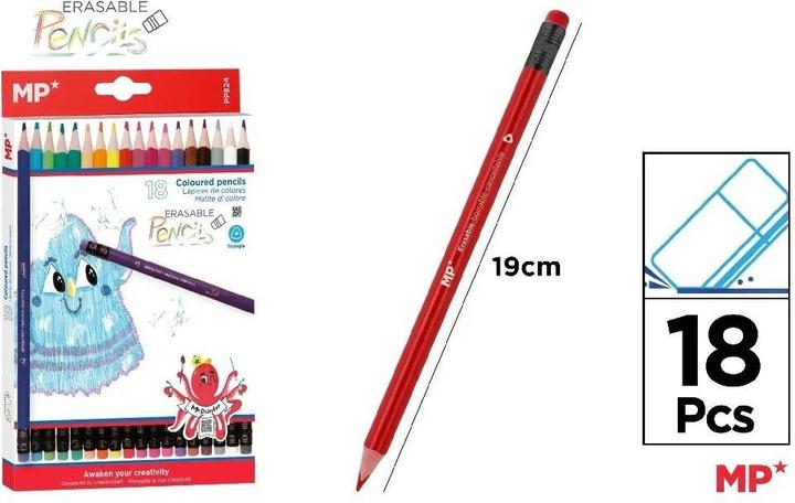 Actual product image Main paper Radierbare Buntstifte mit Radiergummi, 18 Stück (18 x)