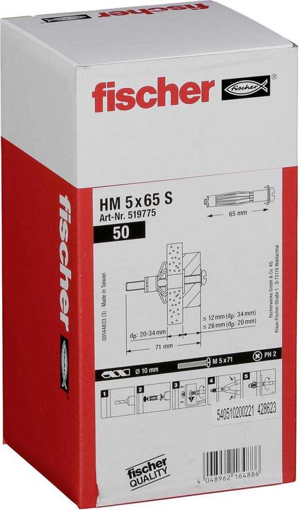 Actual product image Fischer Hollow metal dowel HM (50 pcs.)