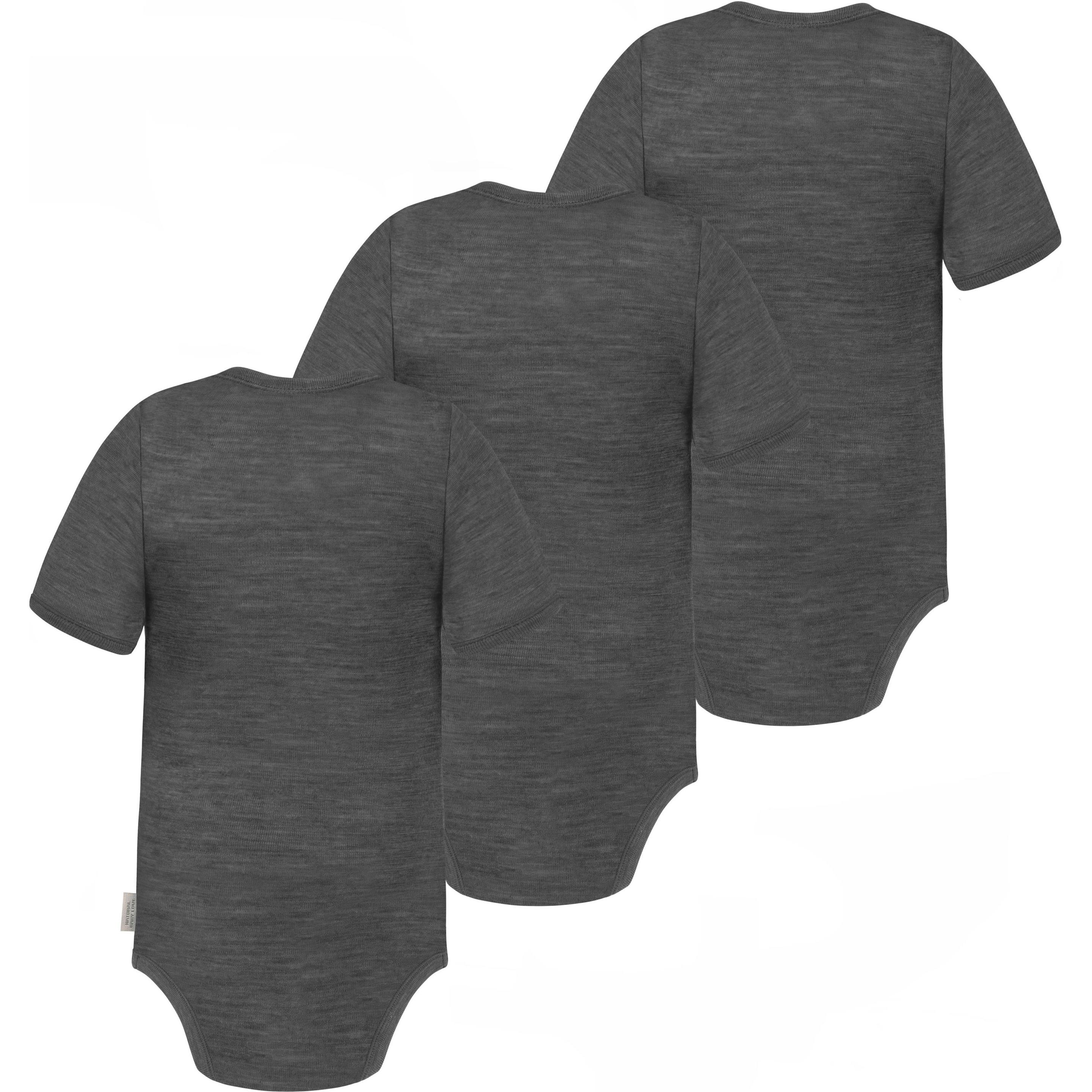 Thumbnail - Normani, Herren, Body, 3er Set Baby Merino Body Kurzarm „Tauranga" - 9287, Grau, (62)
