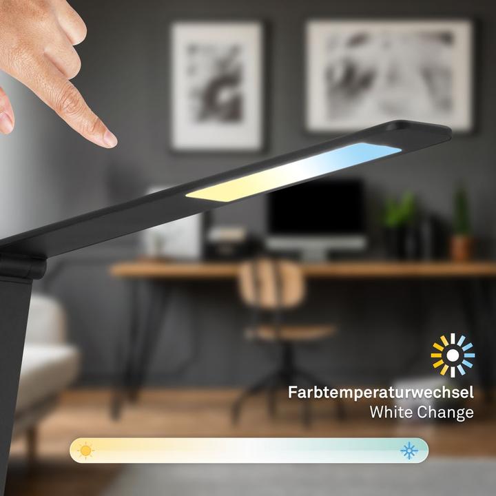 Actual product image Briloner CUMA CCT-LED table lamp, black, incl. inductive charging station (670 lm)