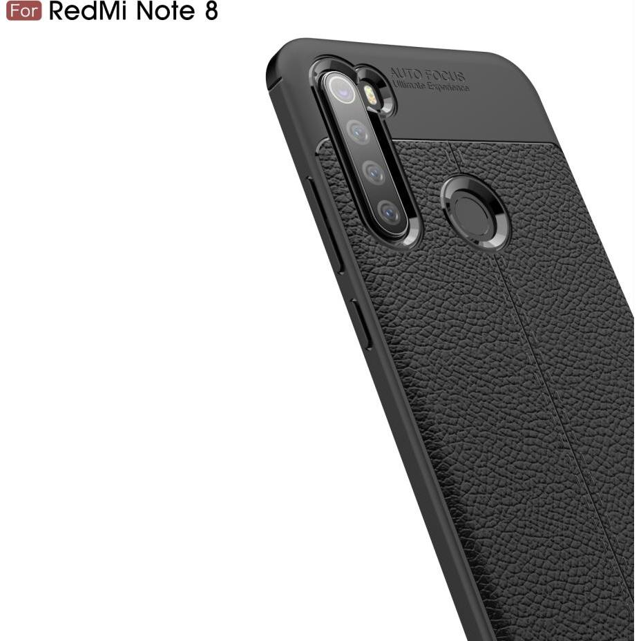 Thumbnail - Screenguard Xiaomi Redmi Note 8 Hülle Leather Design TPU Cover (Xiaomi Redmi Note 8), Smartphone Hülle, Schwarz