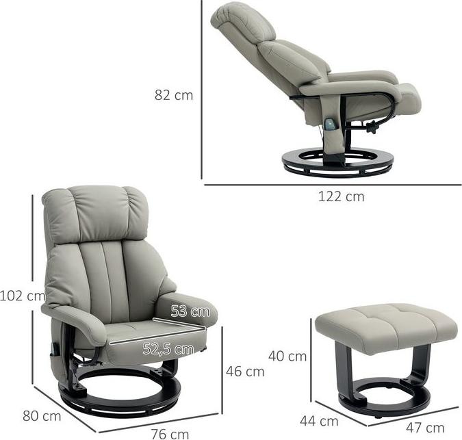 Produktbild Swisshandel24 Relaxsessel mit Fusshocker, Massagesessel mit Liegefunktion Fernbedienung Grau