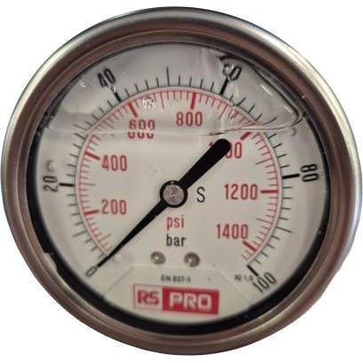RS PRO Druckmessgerät Prozessanschluss unten Analo, Misurazione