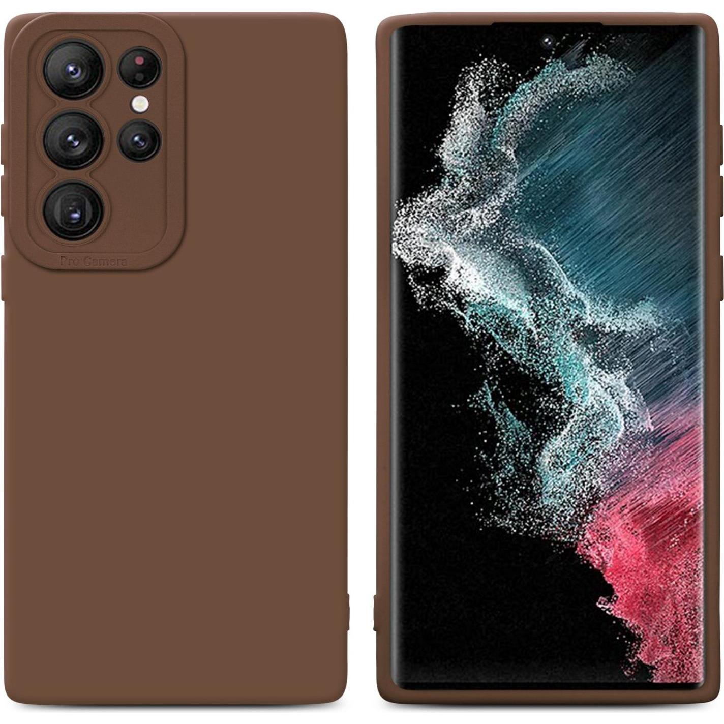 Cadorabo Hülle für Samsung Galaxy S22 ULTRA im TPU Fluid LM162 Style (Samsung Galaxy S22 Ultra), Smartphone Hülle, Braun