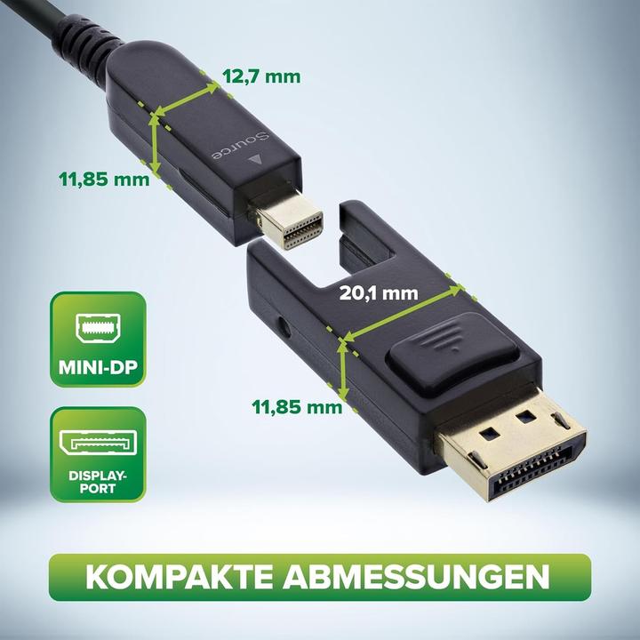 Actual product image InLine DisplayPort 1.4 AOC cable, 8K4K, DisplayPort plug detachable, 30m (30 m)