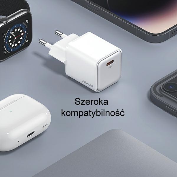 Actual product image Usams Ład. siec. 1xUSB-C PD30W 3A (only head) PD3.0 Fast Charging biały/white X-ron Series CC186TC02 (30 W, 1 portion)