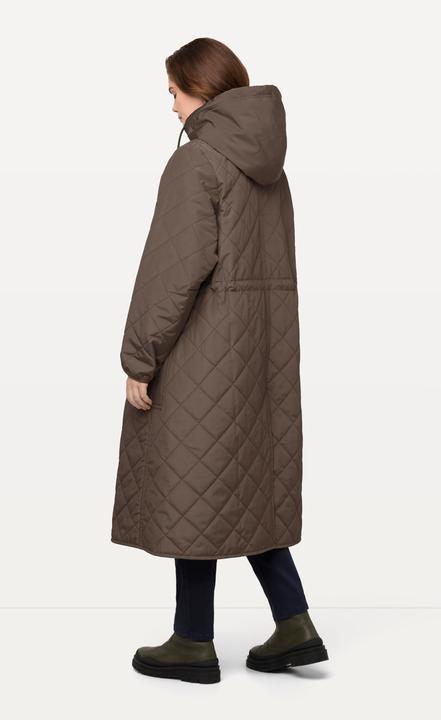 Image du produit Ulla Popken Manteau matelassé à capuche avec patte de boutonnage et cordon coulissant, matière recyclée (46, 48)
