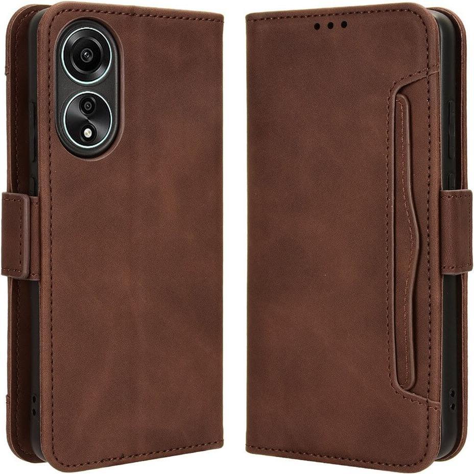 Cover-Discount OPPO A58 4G - Etui mit vielen Kartenfächer braun (Oppo A58 4G), Smartphone Hülle, Braun