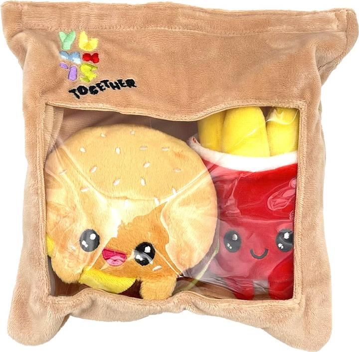 Joy Toy Yummis Together Plüschfiguren 2er-pack Burger & Pommes in Take Away Bag 21 cm (9 cm)