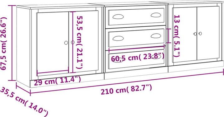 Image du produit vidaXL Sideboard (210 x 35.50 x 67.50 cm)