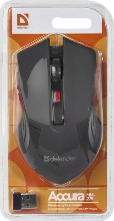Image du produit Defender SOURIS ACCURA MM-275 RF NOIR ET ROUGE OPTICAL 1600DPI 6P (Sans fil)