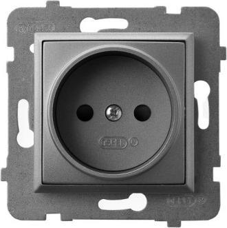 Actual product image Ospel ARIA Single socket outlet matt grey GP-1U