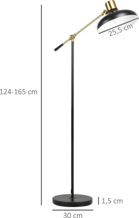 Immagine prodotto Homcom Lampada da terra, lampada da terra regolabile in altezza, lampada da terra orientabile da 40 W (E27)