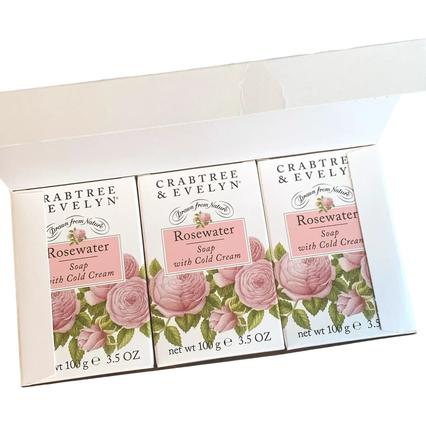 Floris, Handseife, Crabtree & Evelyn Set Trio Rosewater Hydrating Soap Bar - 3 Stück, 100 Gramm