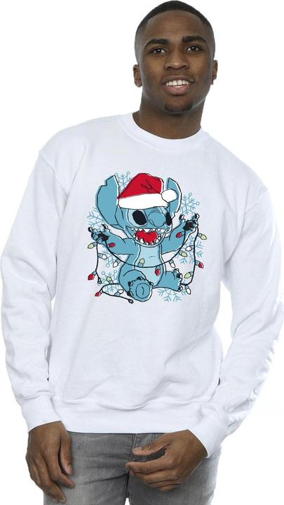 Actual product image Disney Mens Lilo And Stitch Christmas Lights Sketch Sweatshirt (3XL)
