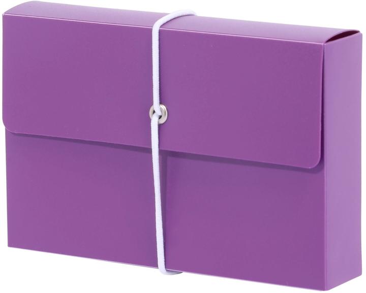 Metzger&Mendle Karteibox A7 mit Gummiband gefüllt berry-violett