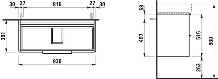Produktbild Laufen Base für Val Waschtischunterschrank, 2 Schubladen, 930x390mm, H402412110
