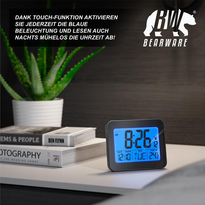 Actual product image Bearware Wecker digital, Reisewecker kompakt mit Temperaturanzeige Schlummerfunktion, Messung Temperatur