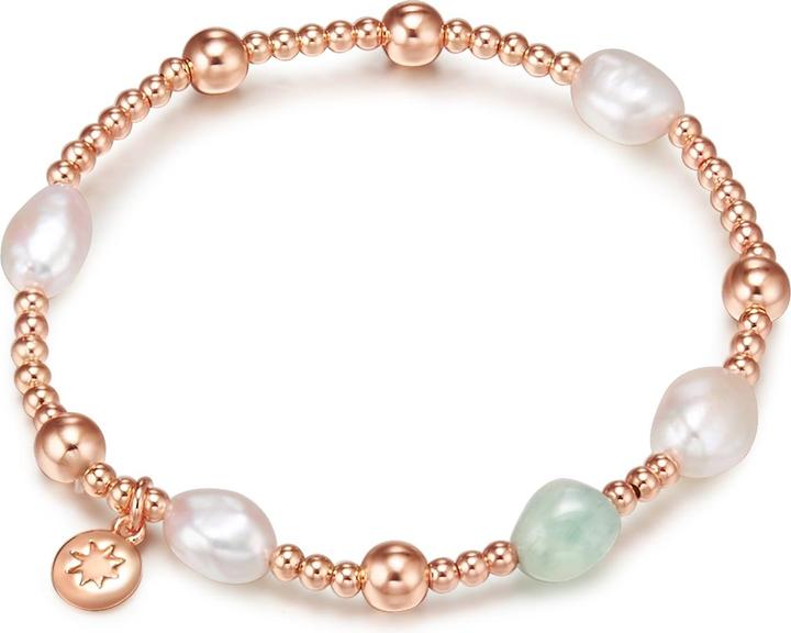 Produktbild Lulu & Jane Metall-Legierung Aquamarin Süsswasser-Zuchtperle roségold 20,0 - 22,0 cm - 33062 (22 cm, Metall-Legierung)