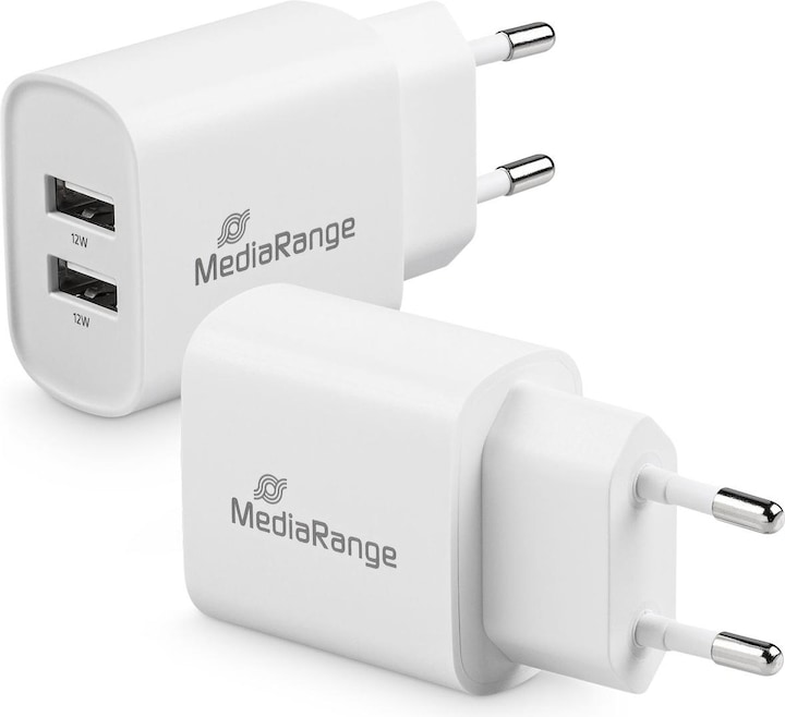 Produktbild MediaRange 2er-Set USB-Netzteil mit 2 USB-A AnschlÃ¼ssen (12 W)
