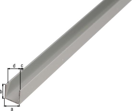 Produktbild Magni Alberts 473891 U-Profil Aluminium, silberfarbig eloxiert 1000 x 22 x 10 mm