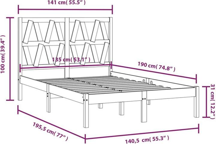 Image du produit vidaXL Bettrahmen (135 x 190 cm)