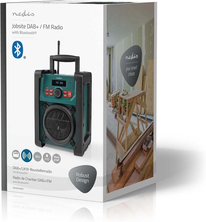 Productafbeelding Nedis DAB + Radio Desktopversie DAB+ / FM 2.2" Zwart-witte monitor Werkt op batterijen/op netstroom (DAB+, FM, Bluetooth)