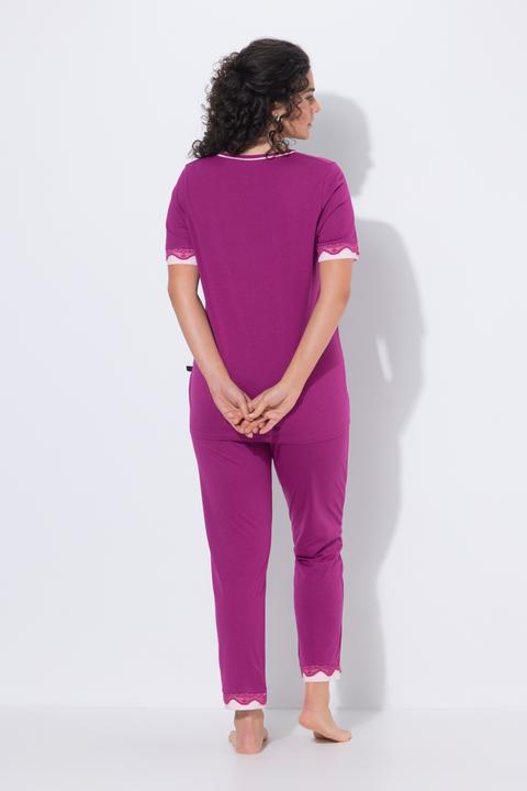 Produktbild Ulla Popken Pyjama, Spitzenkanten, Rundhals, Halbarm (42, 44)