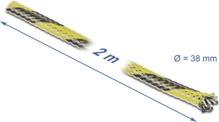 Produktbild Delock Geflechtschlauch dehnbar 2 m x 38 mm schwarz-gelb (Kabelschlauch, 200 cm)