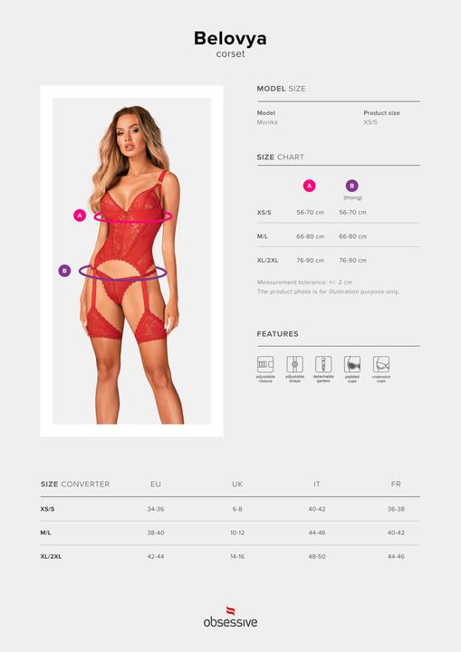 Produktbild Obsessive Belovya Corset - Red (M, L)