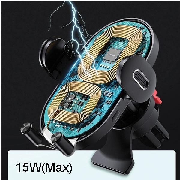 Produktbild Usams Uchwyt indukcyjny US-CD132 15W Automatic do kratki went. czarny/black CD132ZJ01