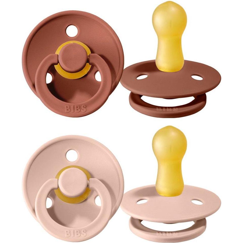 Bibs, Nuggi, Colour Latex Schnuller (rund, 6-18 Monate), Woodchuck & Blush (2 x, 6 - 12 Monate)