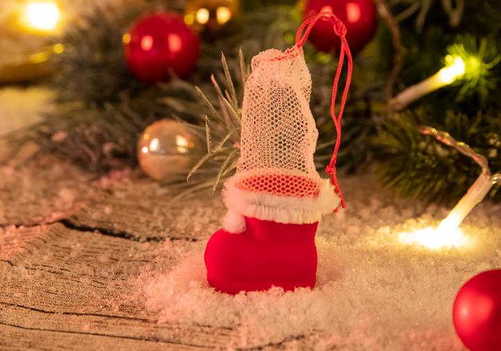 Actual product image Idena Santa boot red set of 10, 3.5cm, flocked