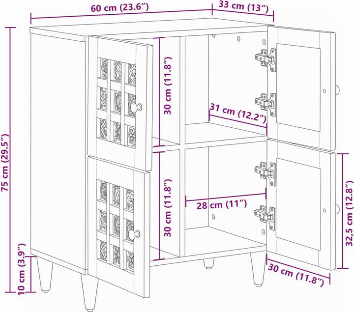 Produktbild vidaXL Sideboard (33.50 x 33 x 75 cm)