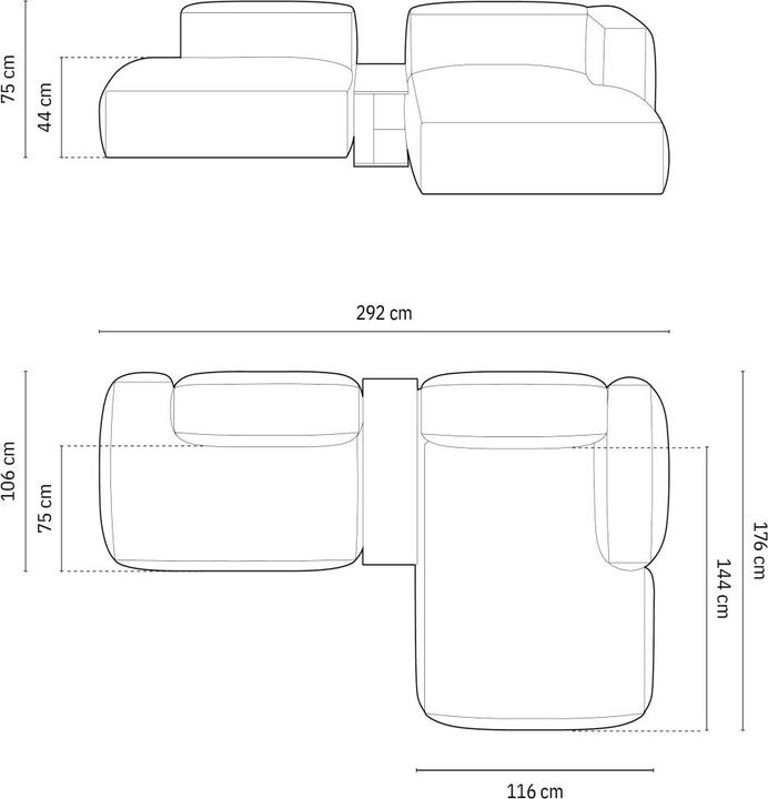 Image du produit Micadoni Canapé D'Angle Droit Modulaire, "Martina", 2 Places, 285x176x75 Fabriqué en Europe (Canapé modulaire, Canapé d'angle)