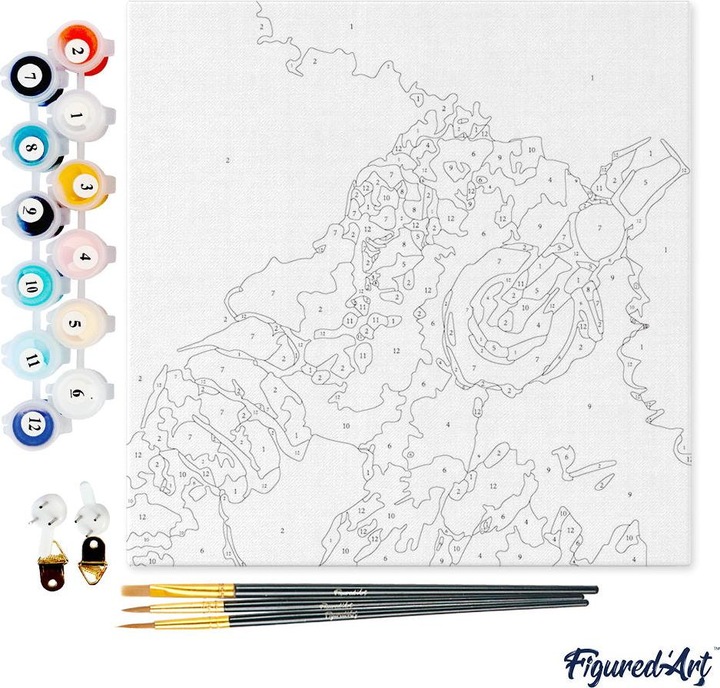 Actual product image Figured'Art Mini Paint by Numbers framed - Monkey wearing headphones