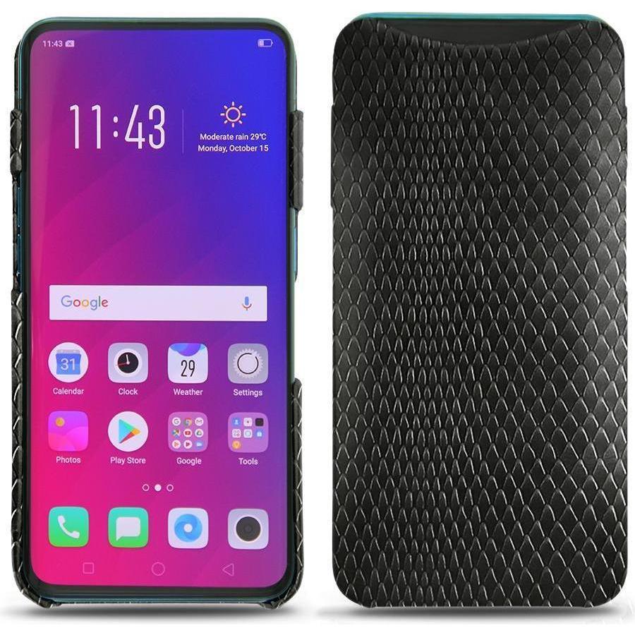 Noreve Lederschutzhülle (Oppo Find X), Smartphone Hülle, Schwarz