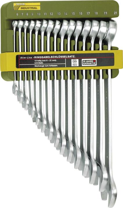 Proxxon Set chiavi combinate 15 pezzi (19 mm, 6 mm, 12 mm, 14 mm, 16 mm, 10 mm, 21 mm, 18 mm, 7 mm, 17 mm, 11 mm, 15 mm, 8 mm, 9 mm, 13 mm, 20 mm)