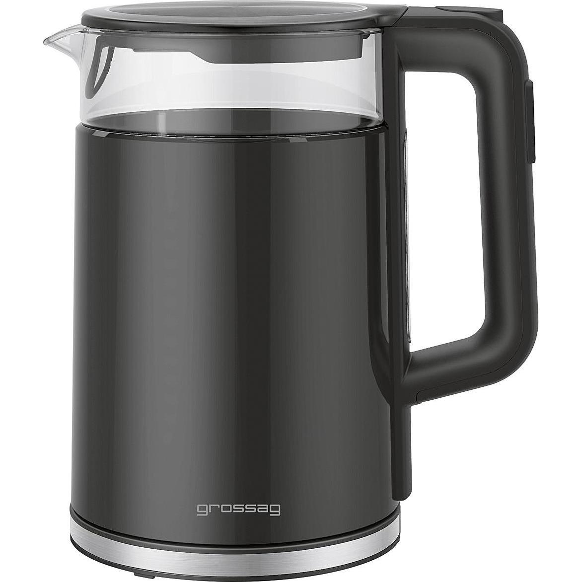 Grossag Bollitore elettrico GRO da 1,7 l nero, Bollitore, Nero