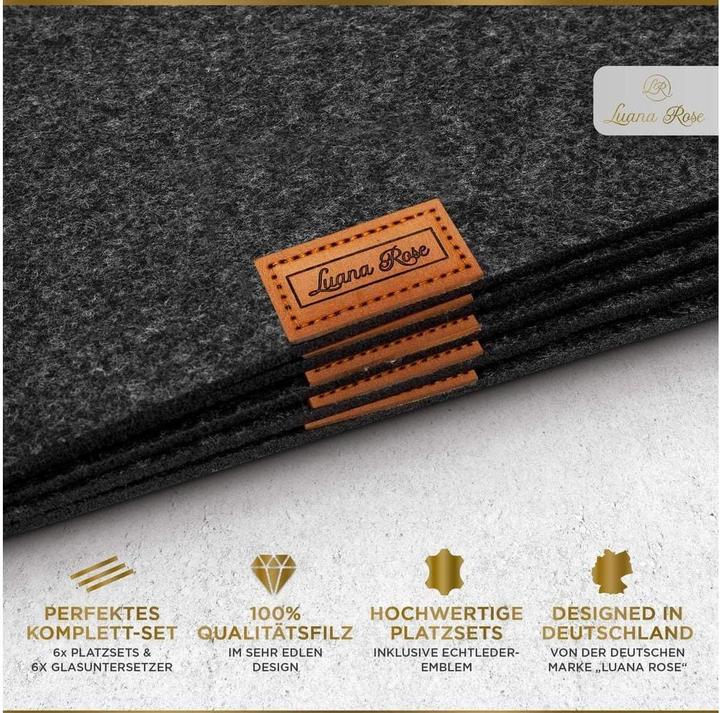 Actual product image Rose Tischset 44 x 32 cm, Anthrazit, 12er-Set (12 pcs., 44 x 32 cm)