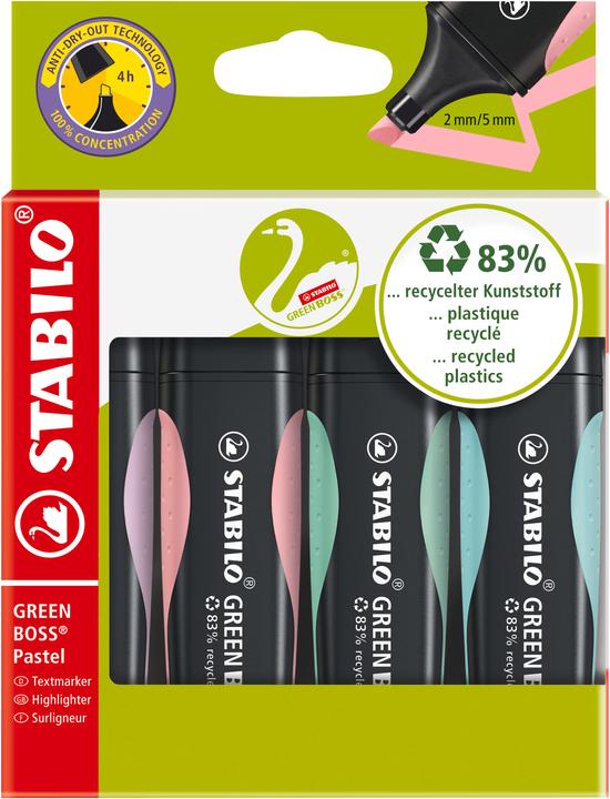 Produktbild STABILO GREEN BOSS Textmarker (Mehrfarbig, 5 mm, 4 x)