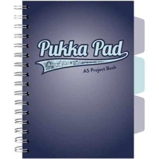 Pukka Fun, Quaderni + Bloc notes, Projektbuch Navy A5/100K kariert marineblau (3 Stk.) (A5, Quadretti, Copertina rigida)