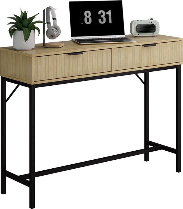 Image du produit Vicco Bureau Lennox, chêne/noir, 100 x 30 cm avec 2 tiroirs (100 x 75 x 30 cm)