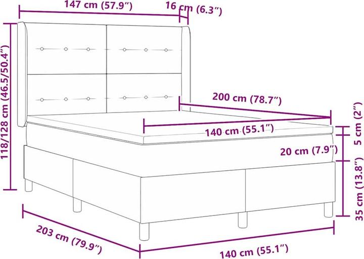 Actual product image vidaXL Boxspringbett (140 x 200 cm)