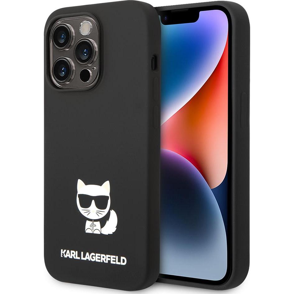 Karl Lagerfeld iPhone 14 Pro Max Liquid Silicone Choupette Case (Apple iPhone 14 Pro Max), Smartphone Hülle, Schwarz