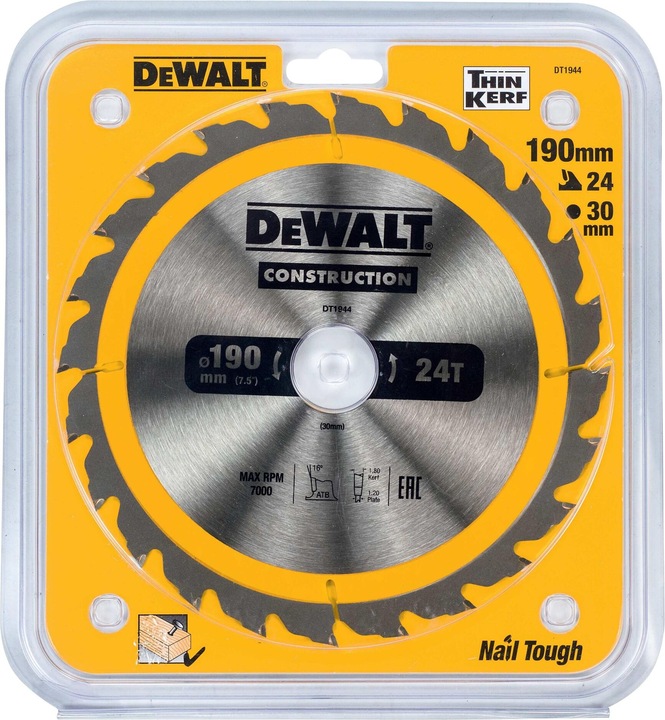 Immagine prodotto DeWalt Lama per sega circolare in carburo di tungsteno, Ø 190mm