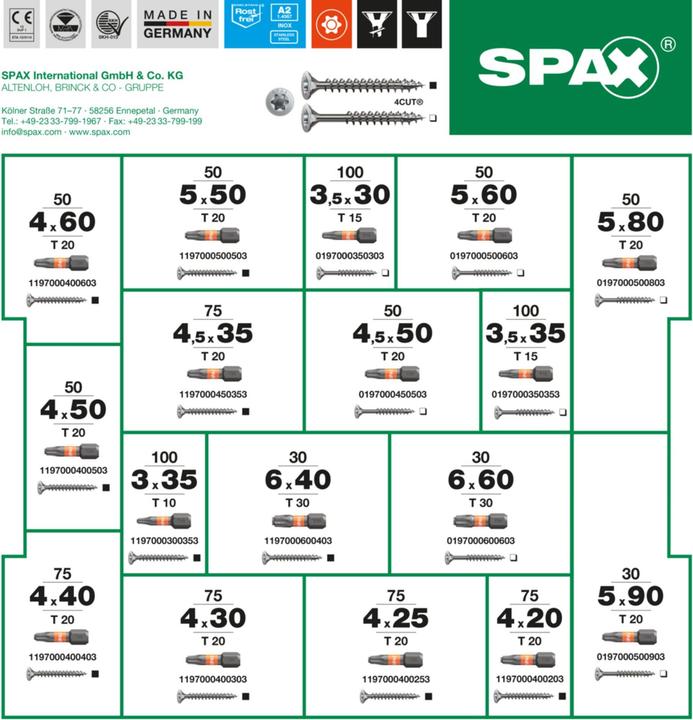 Produktbild Spax Montagekoffer L-Boxx Kunststoff T-Star A2 (1070 Schrauben pro Stück)