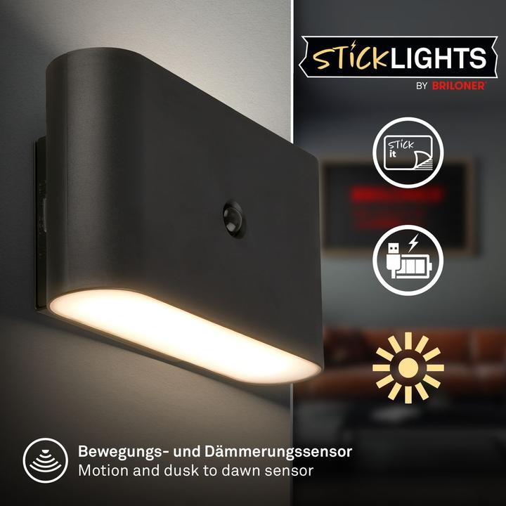 Produktbild Briloner CHET LED Akku Wandleuchte mit Sensor - Schwarz (280 lm)